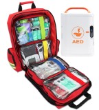 advanced first aid kit with AED and medical supplies