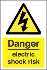 Danger Electric Shock risk Sign - self-adhesive vinyl 20cm x 30 cm