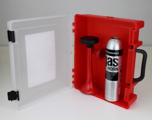 airhorn storage box shown with disassembled air horn