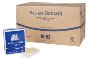 box of 24 emergency food ration biscuits seven oceans