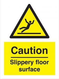Caution Slippery Floor Sign Semi Rigid Plastic 20cm x 30cm