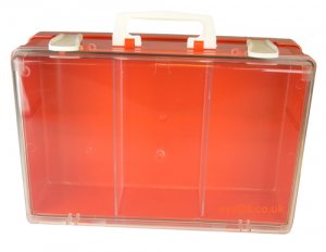 Orange Plastic Cabinet With Transparent Door and Mounting Bracket