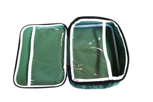 Green First Aid Pouch With Transparent Dividers Empty
