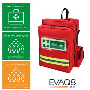 EVAQ8 first aid rucksack for 25-100 employees