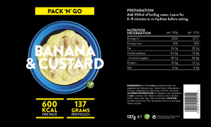 Freeze Dried Meal Bananas And Custard 600 kcal Veg GF H