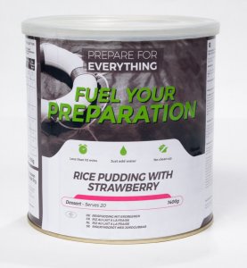 Freeze Dried Tin Rice Pudding with Strawberry