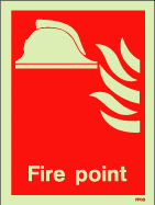 Fire Point Sign - photoluminescent  rigid PVC 20cm x 15cm
