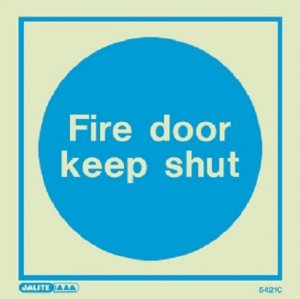 Fire Door Keep Shut Sign - photoluminescent, mandatory, 10cm X 10cm