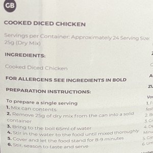 freeze dried chicken label
