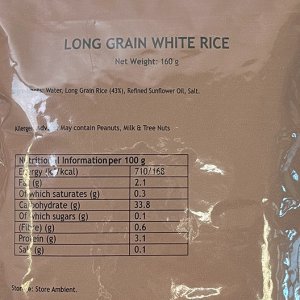 white rice camping meal label