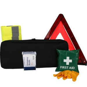 Car Safety Kit Including Vest, Warning Triangle & First Aid Kit