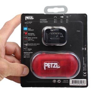 petzl emeergency light shown with hand