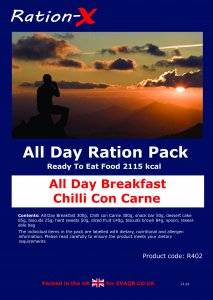 Day Ration Food Pack 2100 Kcal Menu 2