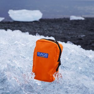 EVAQ8 orange belt pouch in a glacier