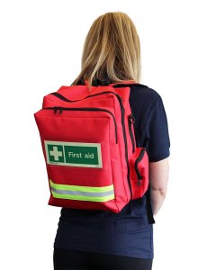 first aid rucksack on back