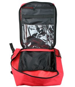 internal view of red emergency bag