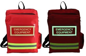 EVAQ8 emergency equipment rucksack glowing in the dark