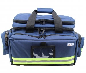 blue medical bag with reflective tape