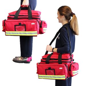 red medical equipment bag can be carried on shouder and in hand