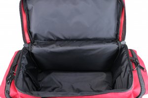 red medical bag with compartment with dividers removed