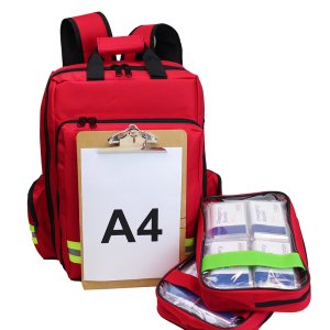 emergency equipment backpack with glow in the dark sign