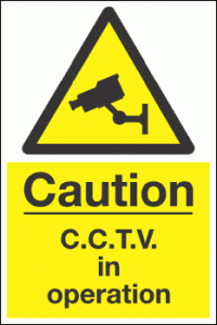 Caution CCTV in Operation Sign - semi-rigid plastic 20cm x 30cm