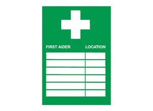 First Aider and Location Sign - adhesive 20 X 30 cm