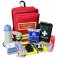 EVAQ8 emergency grab bag for business in red rucksack with contents