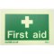 First Aid Sign Photoluminescent Rigid PVC 8cm x 12cm