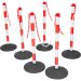 Post & Chain Barrier Set of 6 Red White with Heavy Rubber Bases